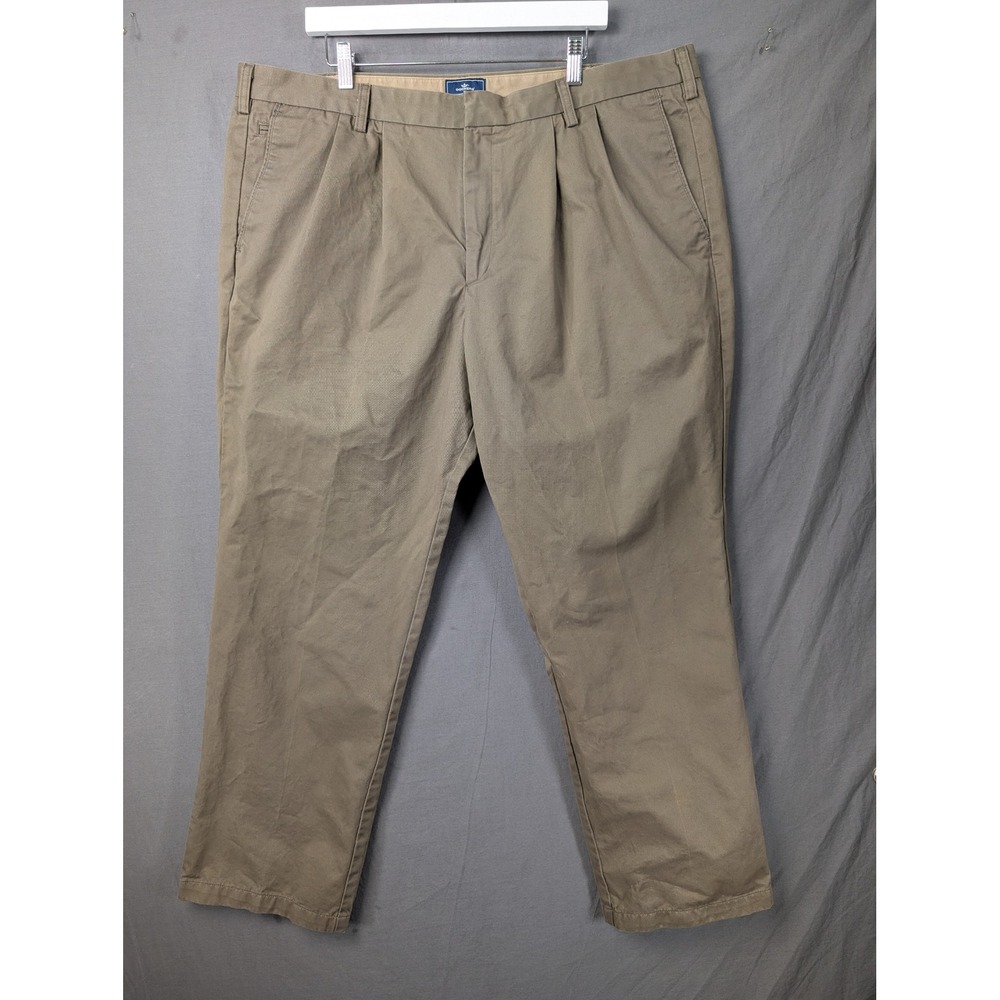 Dockers Mens Pleated Relaxed Fit Khaki Chino Pants W44 L32 Brown